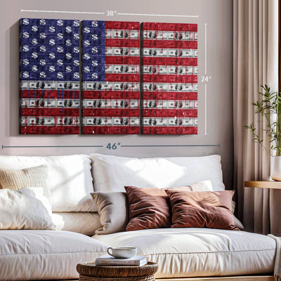Drapeau «USA Flag Dollars Canvas Print» sur