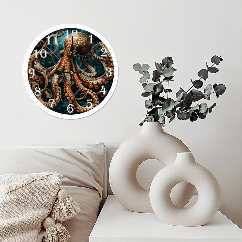 Horloge murale en bois 10 po, mouvement silencieux, à piles (piles AA non incluses), décor artistique, parfait pour les décorations