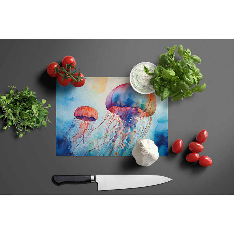 Jellyfish Glass Cutting Board Large