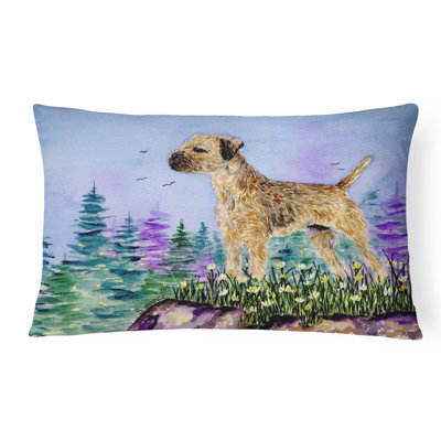 Coussin décoratif intérieur/extérieur rectangulaire à bordure terrier