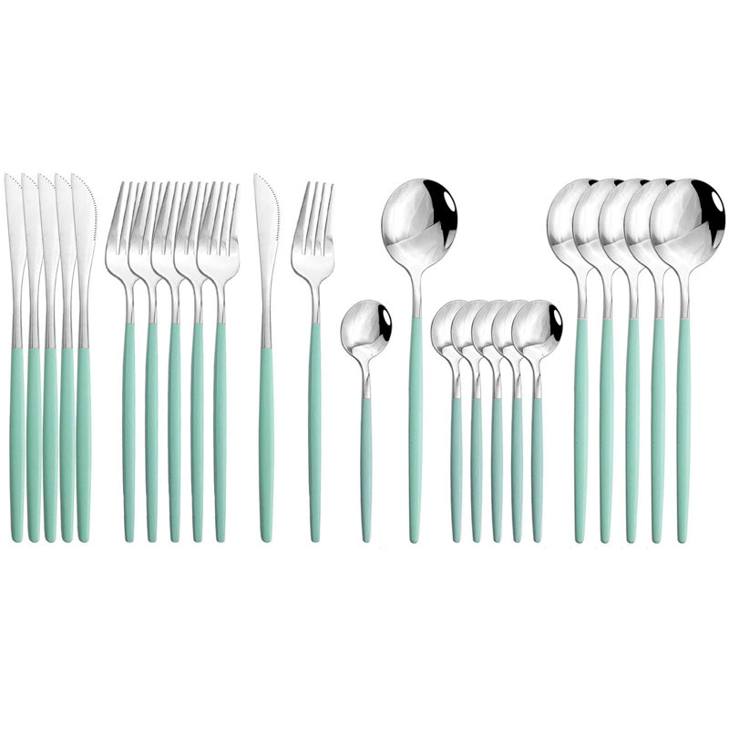 Ensemble de couverts 24 pièces, VERT, ARGENT