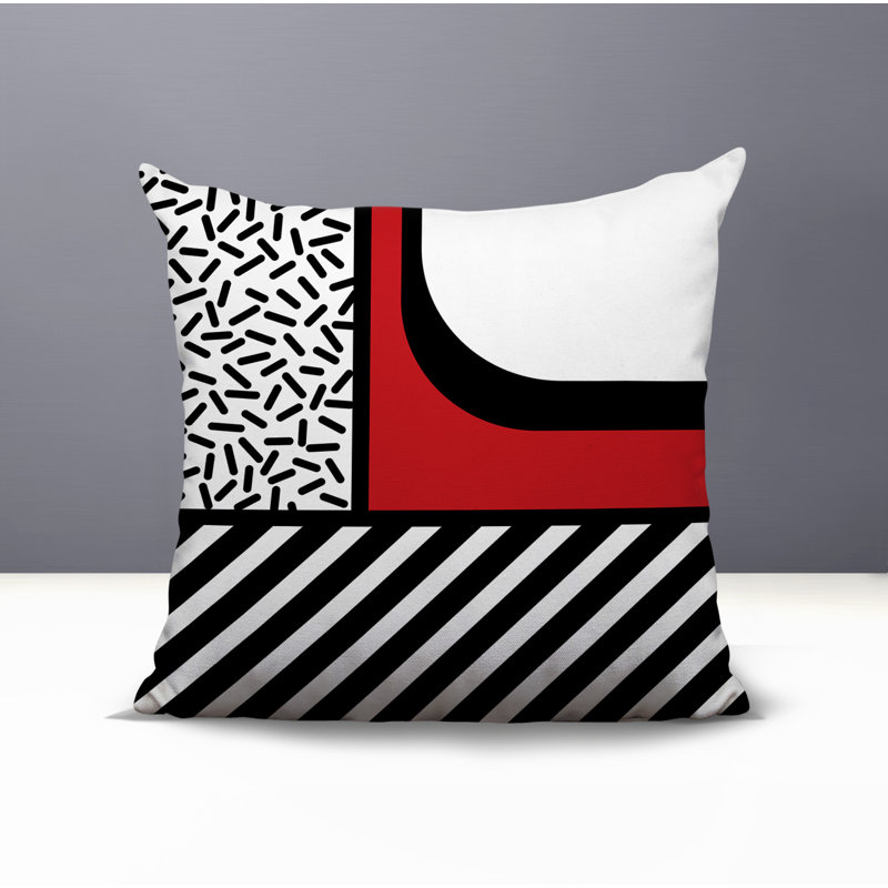 Oreiller carré réversible intérieur / extérieur Jazzo, Rouge, Carré 16 po