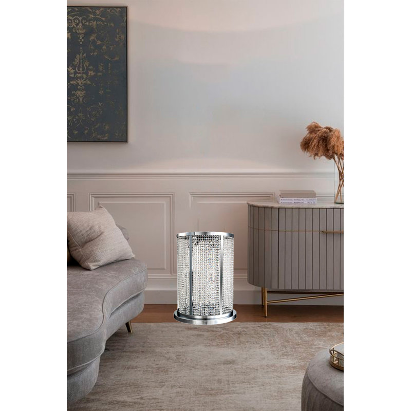 18-Light Chrome Floor Lamp With Clear Crystal Draping