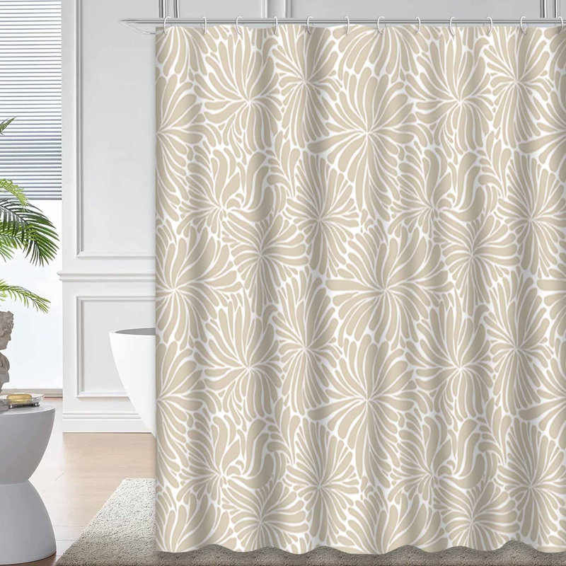 Rideau de douche imperméable à motif floral abstrait rétro avec 12 crochets, L 72 po x l 84 po