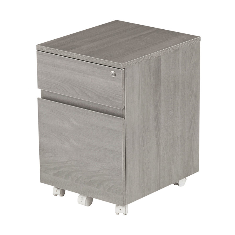 Rolling Two Drawer Vertical Filing Cabinet With Lock And Storage