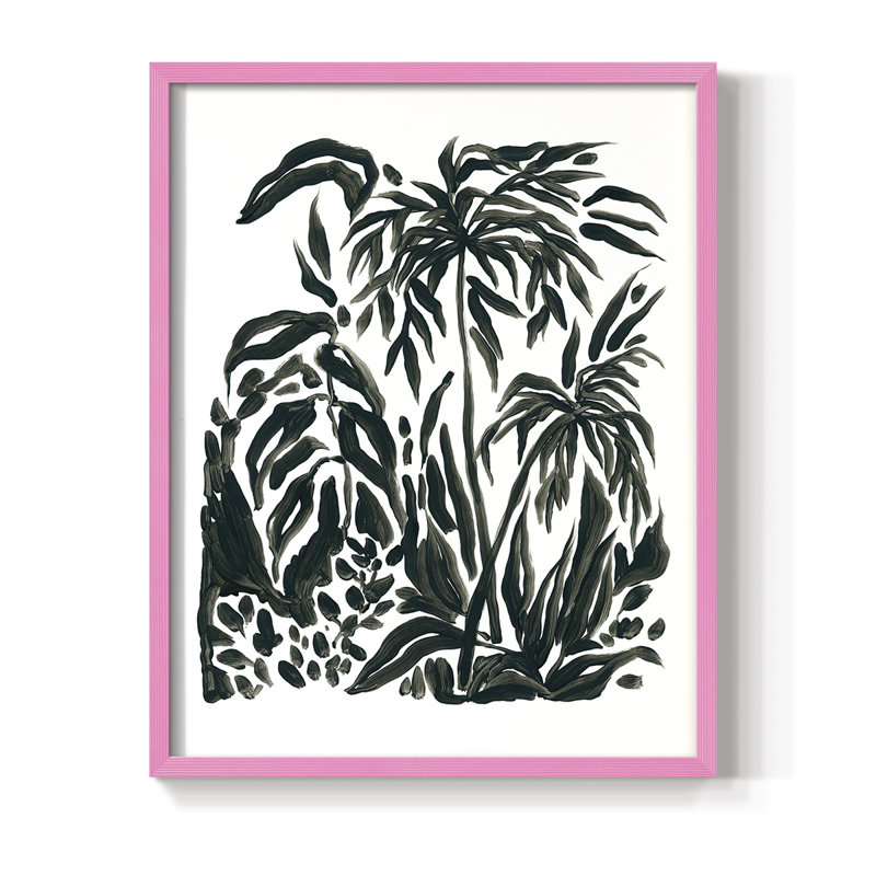 Encre Jungle IV, reproduction encadrée - bois massif, H 30 po x l 24 po, Rose