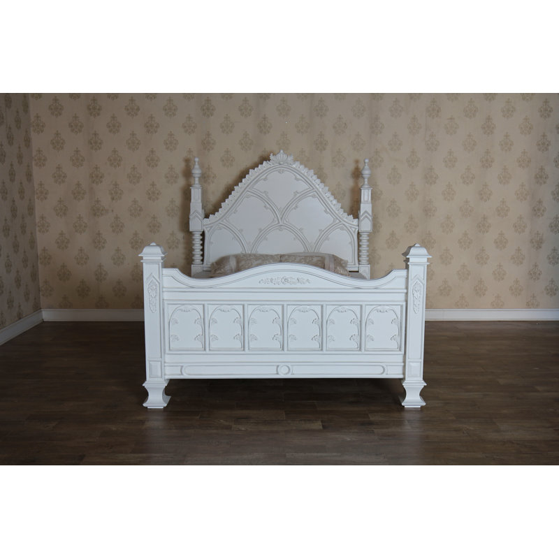 Solid Wood Bed, Kingsize (5'), Antique White