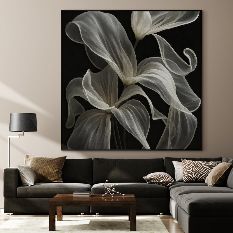 Extra Large Wall Art Fabric Print - Abstract Flower Modern Floral Botanical Artwork Artwork Decor for Living Room or Bedroom - "Frame Assembly Required (Unfinished Frame)"