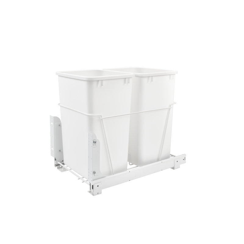 White Steel Pullout Waste/Trash Container