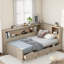 Lit de jour en bois avec tablettes de rangement, portes coulissantes et 3 tiroirs-634603828