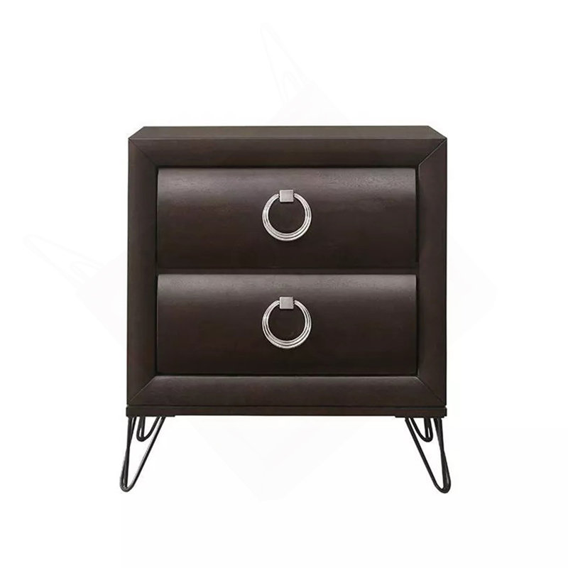 2 Drawers Nightstand with Ring Pulls