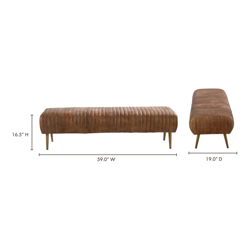 Endora Leather Bench, Cappuccino Genuine Leather, Brown