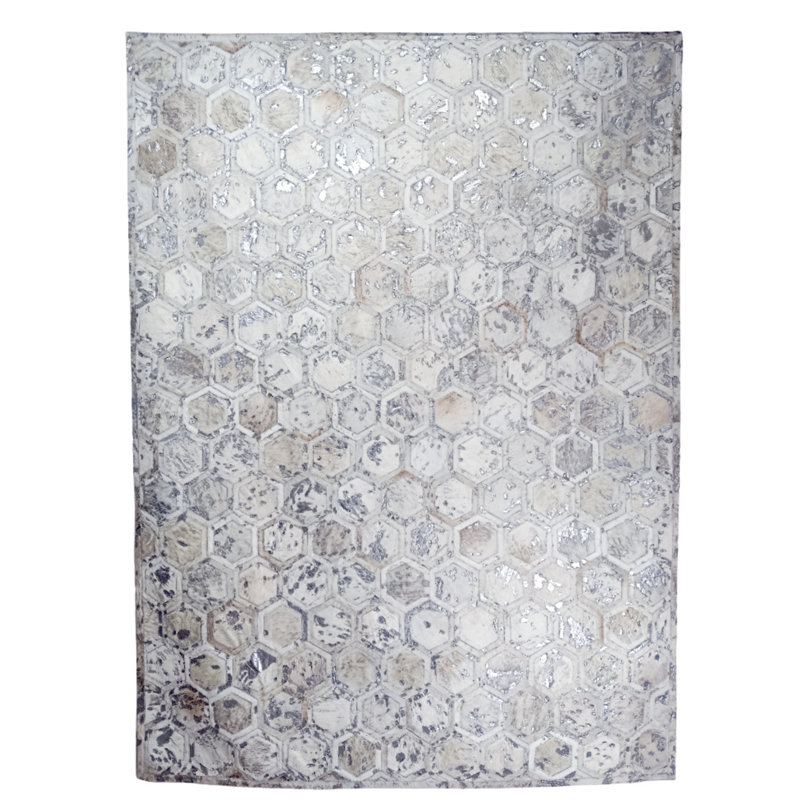 Acid Washed Cowhide Patchwork Area Rug