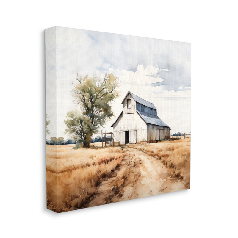 «Farmhouse Barn Landscape on Canvas» par Ray Powers, H 36 po x l 36 po x P 1,5 po