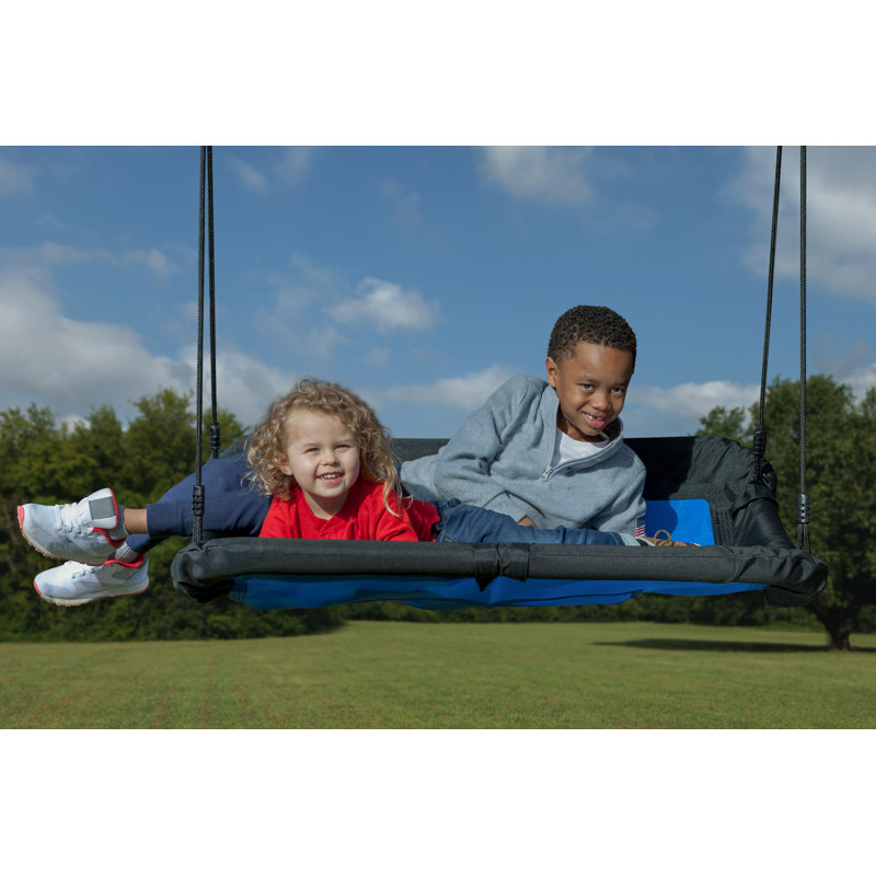 Blue and Black Heavy-Duty Rectangular Platform Swing with Steel Frame
