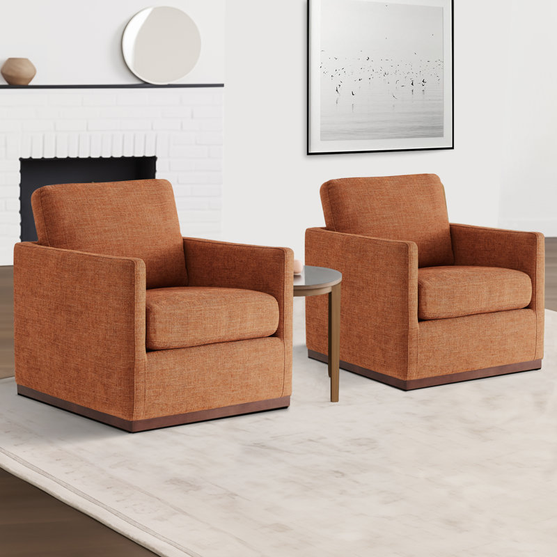 Benten Upholstered Swivel Armchair, Terracotta