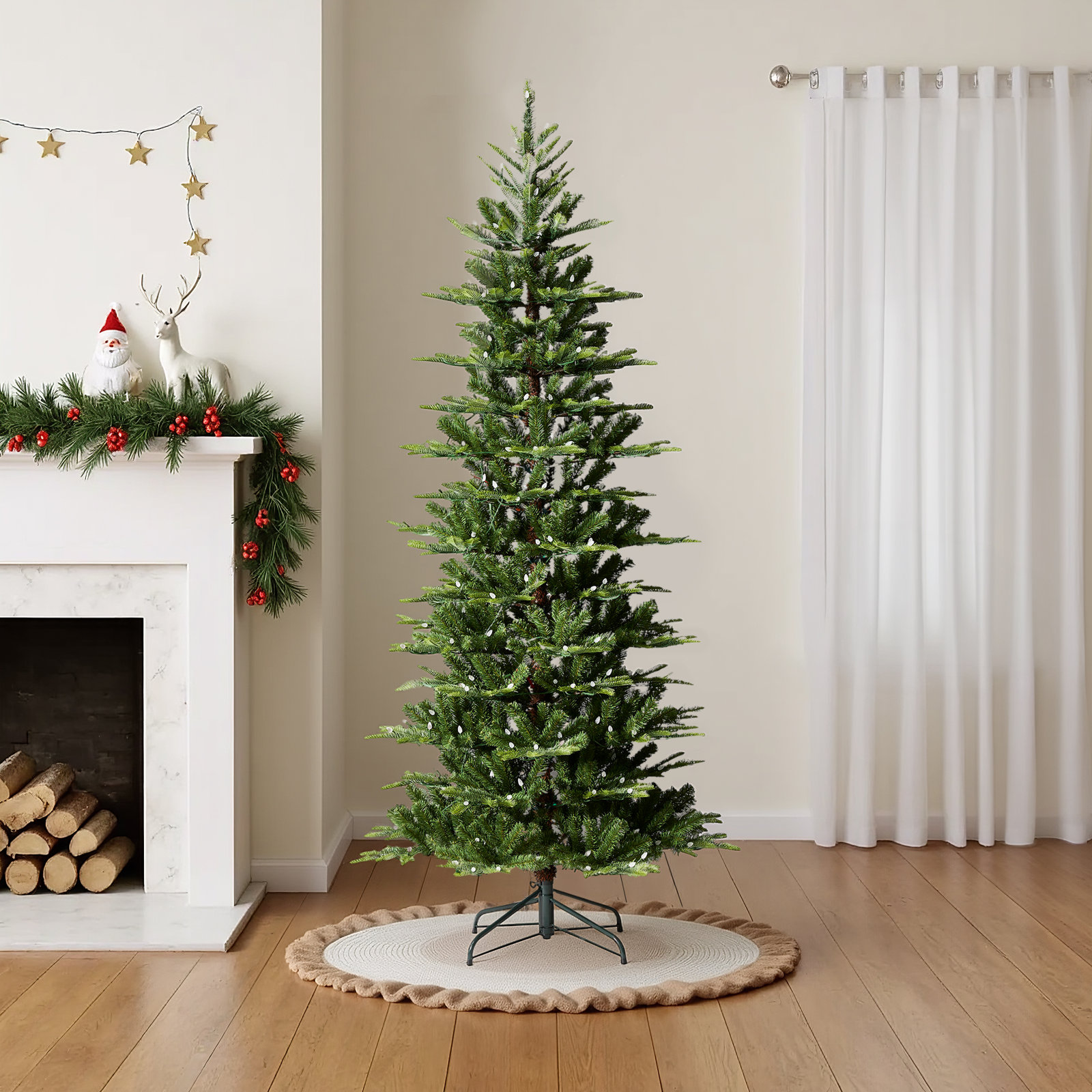 Slim Pre-Lit Fir Christmas Tree, 7.5' H