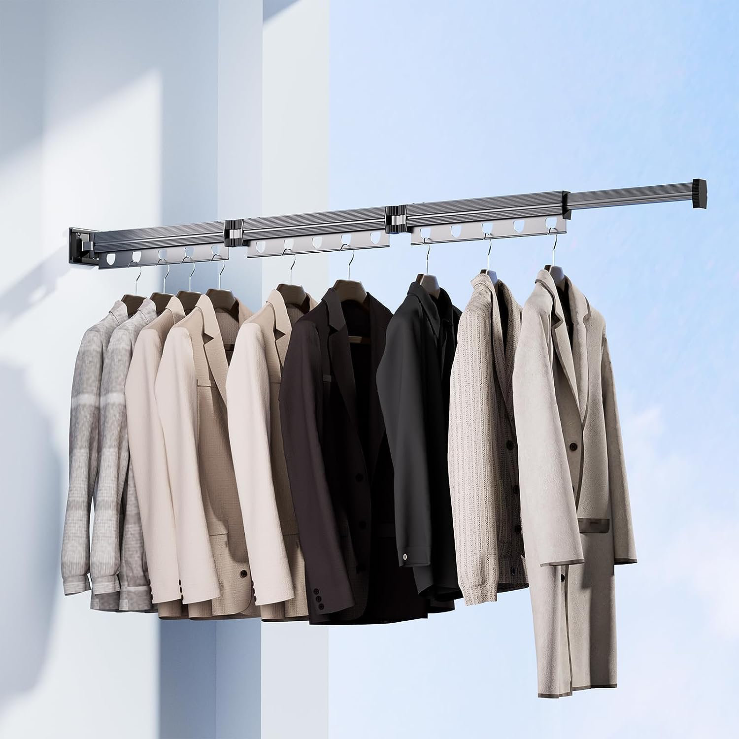 Whitmor Aluminum Expandable Wallmount Drying Rack at