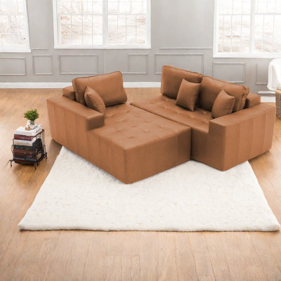 Canapé-lit modulaire à compression, forme en L en similicuir pour la maison