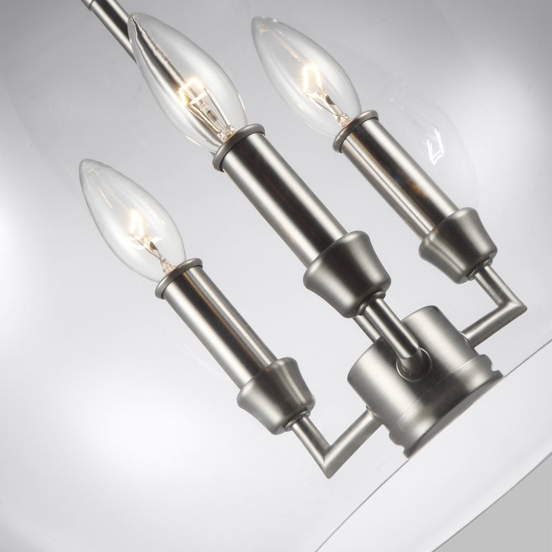 3-Light Globe Pendant, Satin Nickel