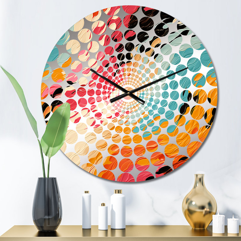 Multicolor Feather Fury - Abstract Wall Clock, Medium