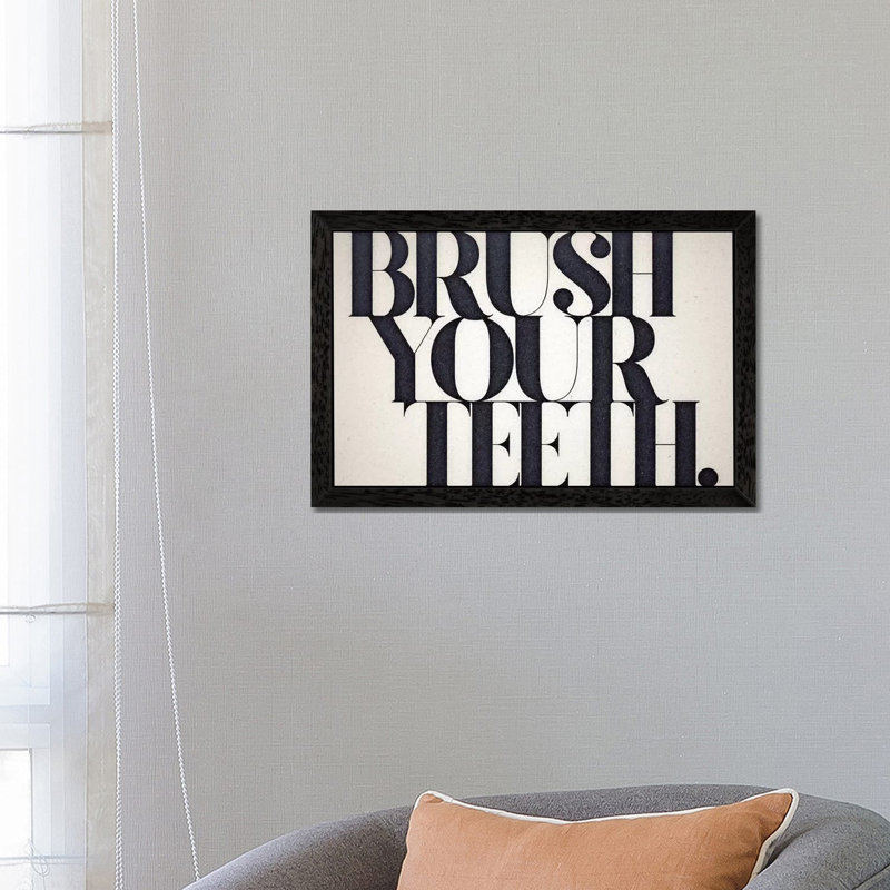 Brush Your Teeth 1 Piece Floater Frame Wall Art on Canvas, 101.6 cm H x 66.04 cm W, Black Framed