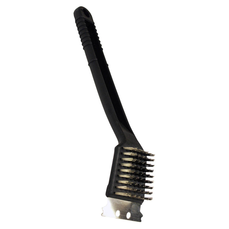 12-Inch Black Plastic Grill Brush with Stainless Steel Bristles
