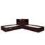 Lit plateforme simple en L avec lit gigogne, bureau, armoires de rangement et lumière DEL, lit d'angle en bois massif, espresso-1356181221