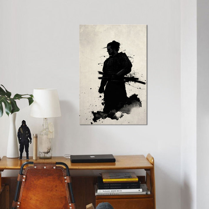 « samurai », impression sur toile, H 26 po x l 18 po x P 1,5 po, Pas de tapis, Toile tendue