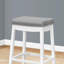 Tabouret de bar, ensemble de 2, hauteur de bar, siège de selle, bois blanc, aspect cuir gris, transitionnel