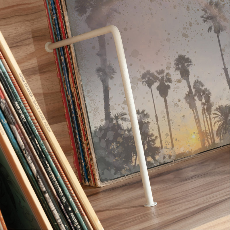 Rangement décoratif avec tablettes inclinées, finition acacia