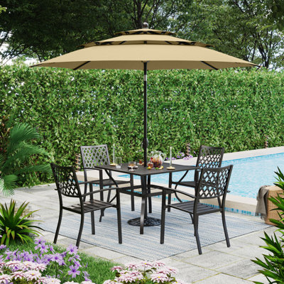 Ensemble de salle à manger long pour 4 personnes 37 "avec parasol Alyah