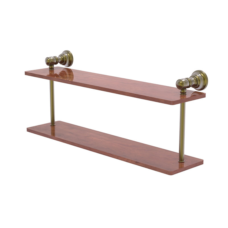 Freyja 2 Piece Ironwood Tiered Shelf with Towel Bar, Antique Brass, 5.6" H x 22" W x 9.2" D