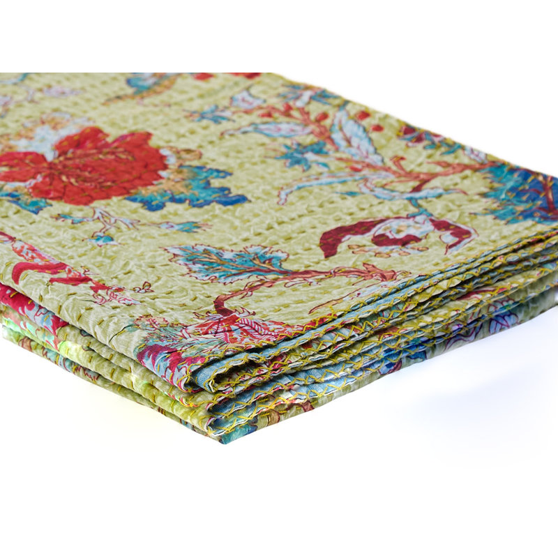 Kantha Quilted Throw Blanket