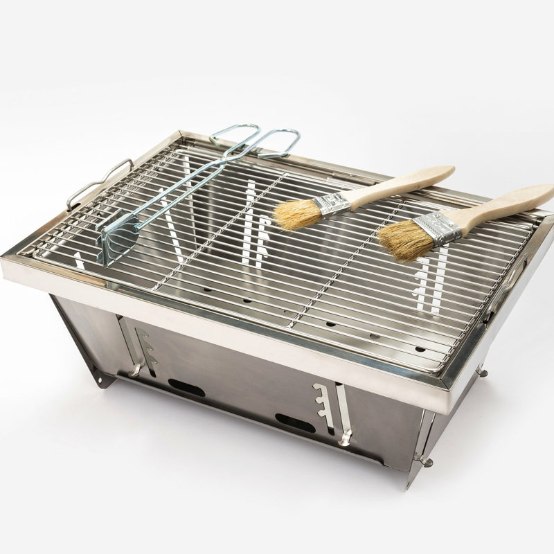 Barbecue portatif à charbon de bois de pique-nique - Surface de plaque de camping extérieure en acier plié et rouille