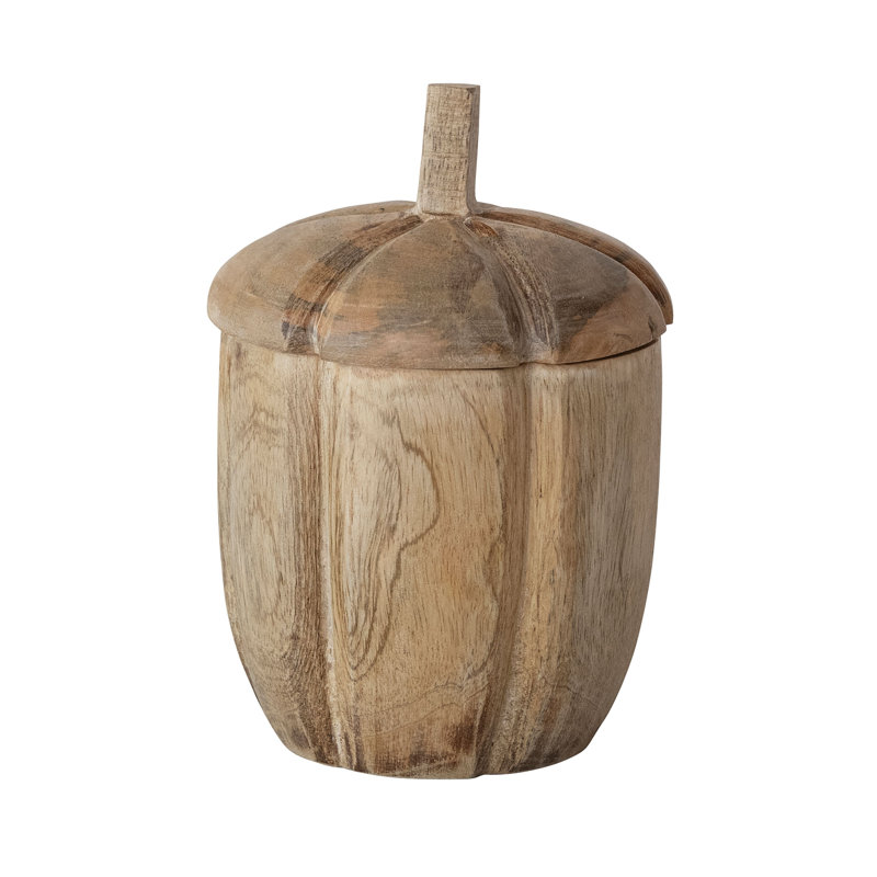 Contenant en bois de manguier sculpté à la main avec couvercle
