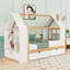 Lit plateforme simple en bois avec tablettes et tiroirs de rangement intégrés-129199431