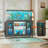 Rectangle Aquarium Stand With LED Lights, 55-75Gallon Reversible Terrarium Stand With Cabinet-1073387501