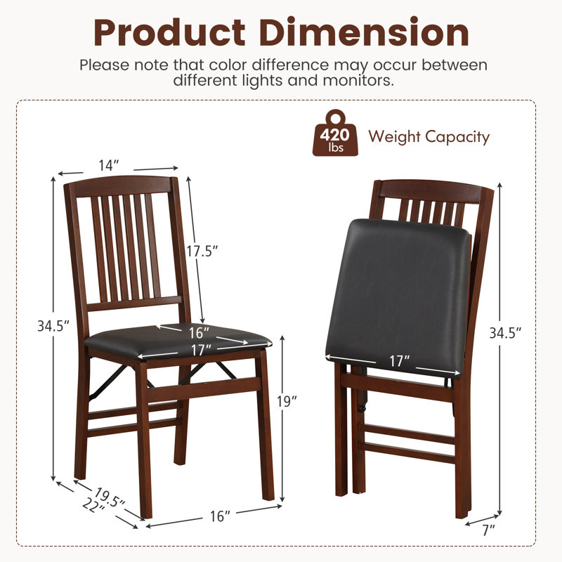 Folding Dining Chair Armless Kitchen Dining Room Chairs With Rubber Wood Legs Anti-slip Foot Pads Modern Chair For Home, 2