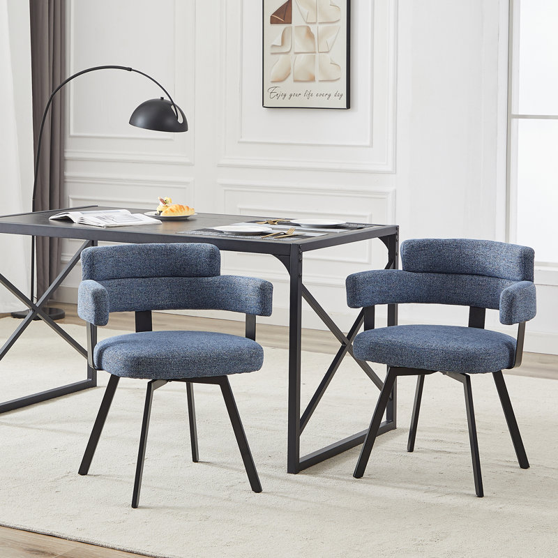 Chaise d'appoint pivotante à dossier plein Cahlil, Bleu