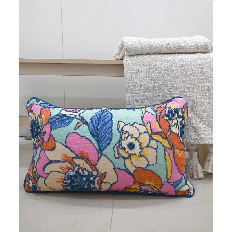 Coussin décoratif Vibhsa 14 po x 24 po avec impression numérique et broderie à la machine