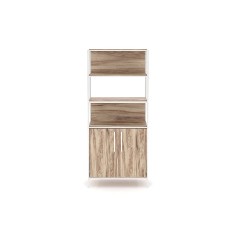 White and Kiln Acacia Adjustable Kids' Storage Bookcase with Doors
