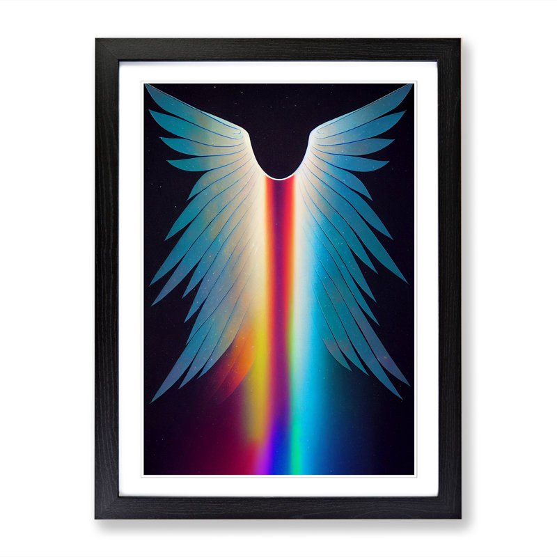 FRM-V0523-82X Angel Hydrodipped Vol.2 - Single Picture Frame Print, 64cm H x 46cm W x 2cm D, Walnut Framed