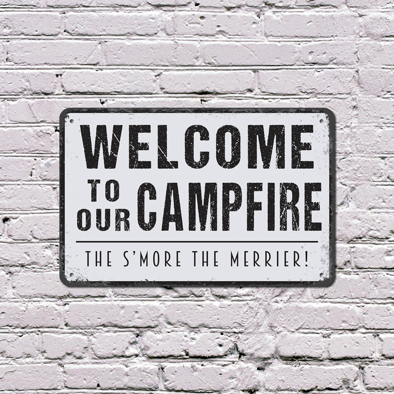 Enseigne en plastique 10 po x 14 po Welcome To Our Campfire, H 10 po x l 14 po x P 0,1 po