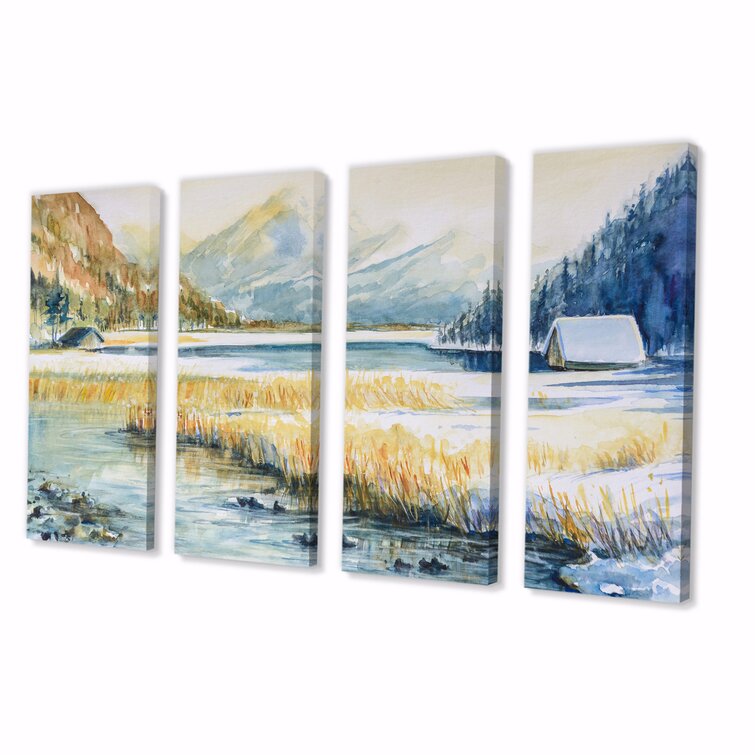 Loon Peak® Landscape With Blue Mountain And River Framed On Canvas 4 ...