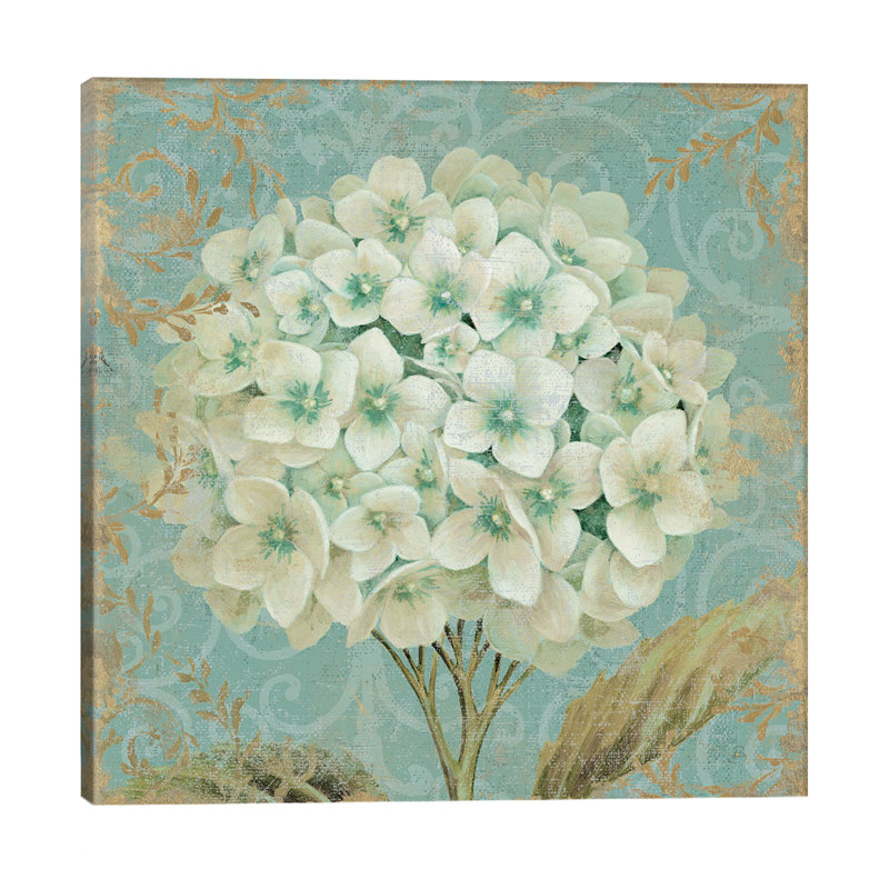 Hydrangea Square II by Wild Apple Portfolio - Print on Canvas, Classic Wood Floater Framed