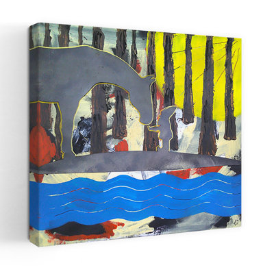 Forest Horse And Child Modern Abstract Contemporary Horse Forest Landscape Wall Art Print 1 Piece Wrapped Canvas Wall Art