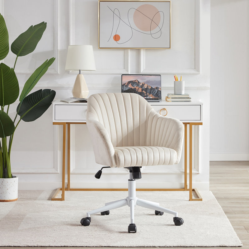 Samiel Task Chair, White, Beige