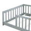 Lit simple gris avec clôture, idéal pour les espaces résidentiels compacts, favorise l'autonomie 7 lattes en contreplaqué Support optimal du matelas, aide à développer l'autonomie-1146217329
