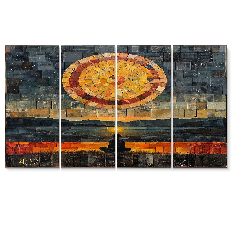 Ensemble de 4 décorations murales Cosmic Awesome Retro Vision - Meditation, H 28 po x l 48 po